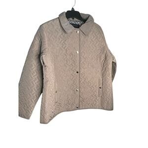 Giacca Quilted Jacket Snap Front Pockets Collared Lined Beige Womes Size XXL